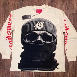 Cream and Red Graphic Long Sleeve Tee
